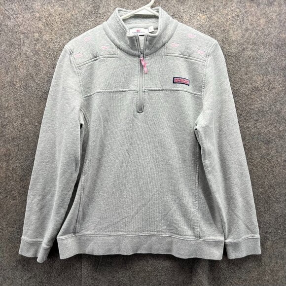 Vineyard Vines Sweaters - Vineyard Vines Sweater Women Large Gray Quarter Zip Fleece Whale Pullover Shep